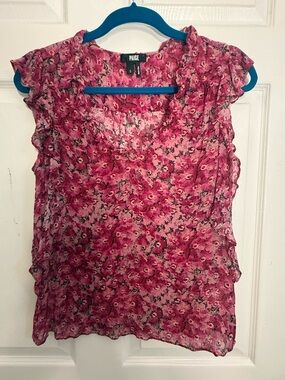 PAIGE Pink Floral Ruffle Sleeve Camisole Top